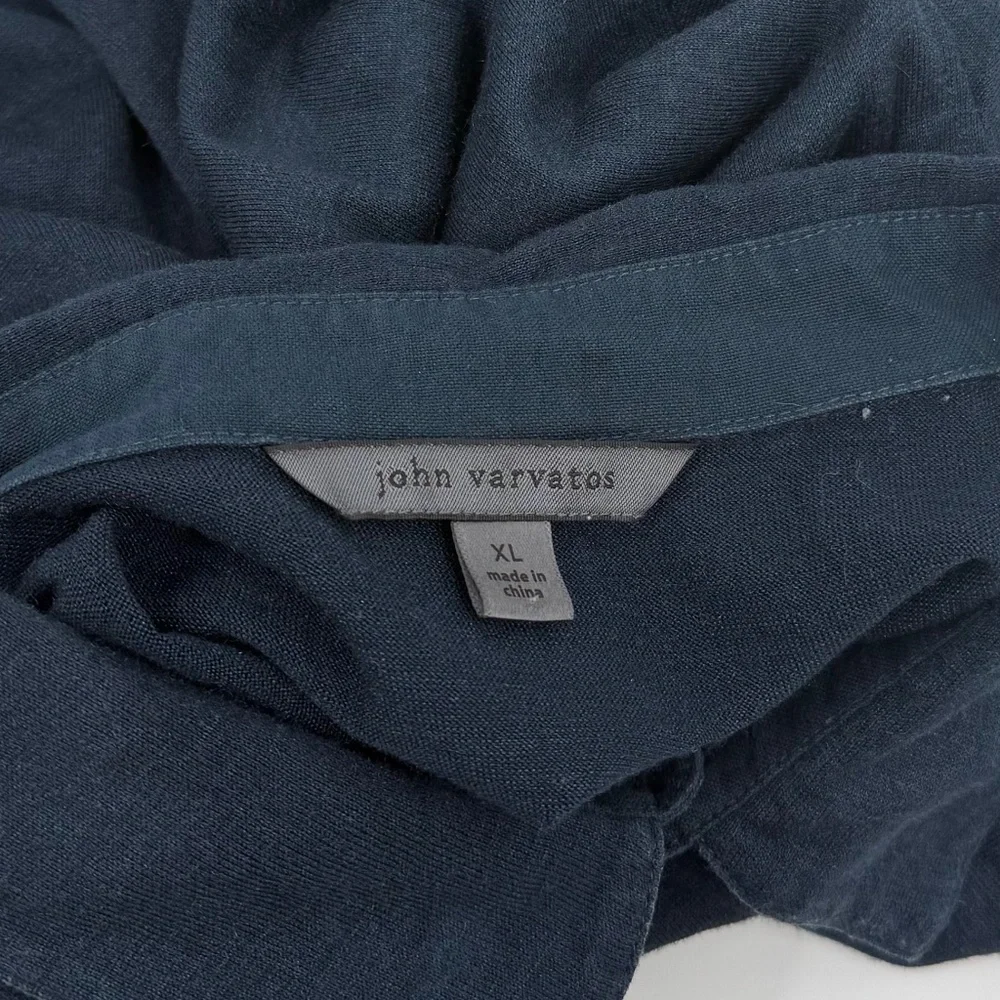 John Varvatos Polo Shirt Men XL Blue Silk Cotton Blend Short Sleeves Casual - Picture 4 of 9